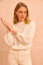 Pointelle Puff Shoulder Crew Neck Jumper | Ivory