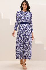 Maeve Georgette Dress | Blossom Navy/White