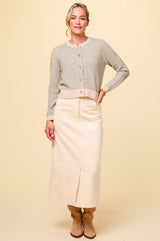 Mallory Stretch Corduroy Skirt | Cream