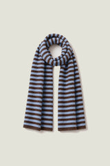 Merino Wool Stripe Scarf | Chocolate/Light Blue