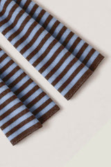 Merino Wool Stripe Scarf | Chocolate/Light Blue