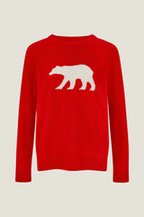 Merino Wool Polar Bear Jumper | Red/Cream