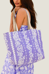 Paros Jute Bag | Cornflower/White
