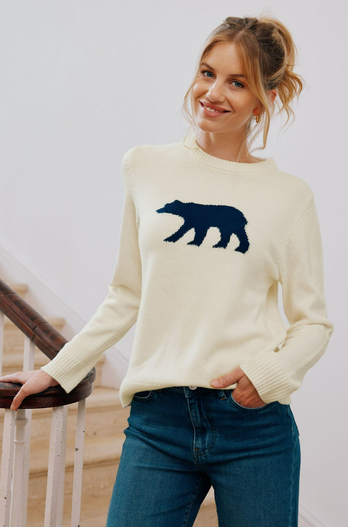 Polar Bear Jumper Cream Navy Cream Navy XS UK 8 US 4 EU 36