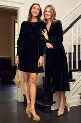 Long Sleeve Velvet Sally Anne Dress | Emerald