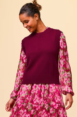 Merino Wool Knitted Short Tank | Wine