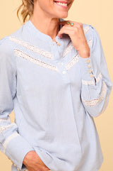 Romy Blouse | White/Blue