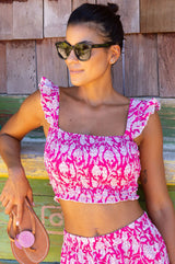 Bryony Organic Cotton Top | Dianthus Pink/White