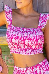 Bryony Organic Cotton Top | Dianthus Pink/White
