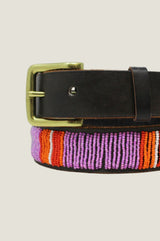 Vertical Stripe Unisex Belt | Purple/Orange