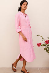 APPROVED * Kelly Linen Shirt Dress | Baby Pink - Aspiga