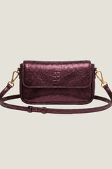 Product photo of the Aspiga Jude Metallic Bag in Copper, front view with crossbody strap