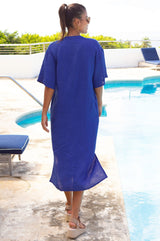Ithaca Linen Dress | Cobalt