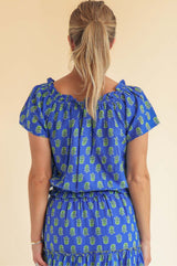 Ilana Printed Organic Cotton Top | Blue/Green