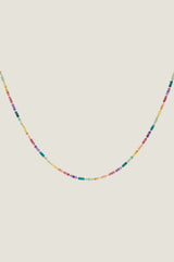 Molly Beaded Gemstone Necklace | Gold & Rainbow
