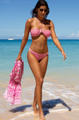 Recycled Bandeau Bikini | Diamond Geo Red/Pink