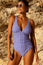 Recycled V-Neck Ruched Swimsuit | Kaleidoscope Tile Cobalt