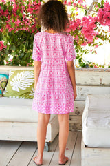 Santorini Cotton Kaftan | Santorini White/Pink