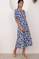 Anne Tea EcoVero™ Dress | Blossom Cream/Navy