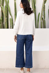 Mina Organic Cotton Cheesecloth Blouse | White