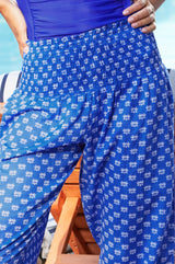 Harem Organic Cotton Trousers | Blue/White