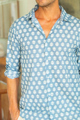 Men's Organic Cotton Shirt | Mini Sunflower Grey/Mint