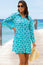 Saffron Organic Cotton Beach Shirt | Shibori Turquoise/White