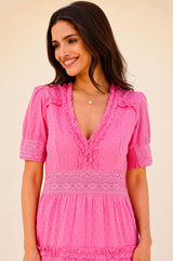 Viola Cotton Midi Dress | Bright Pink