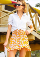 Emani Organic Cotton Skirt | Dianthus Yellow/White