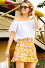 Emani Organic Cotton Skirt | Dianthus Yellow/White