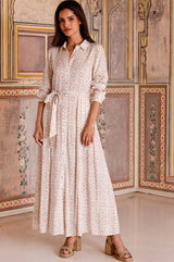 Eliza EcoVero Shirt Dress | Taupe/White