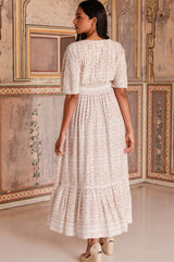 Lena EcoVero™ Dress | Taupe/White