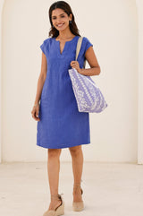 Paros Jute Bag | Cornflower/White