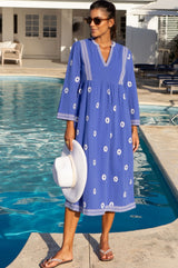 Enola Organic Cotton Dress | Dazzling Blue/White