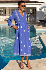 Enola Organic Cotton Dress | Dazzling Blue/White