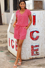 Cora Short | Santorini Red/White