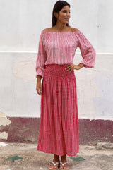 Brady Skirt | Santorini Border Red/White