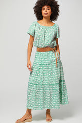 Ilana Organic Cotton Top | Circle Geo Green