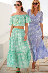 Ilana Organic Cotton Top | Circle Geo Green