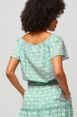 Ilana Organic Cotton Top | Circle Geo Green