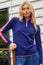 Merino Wool Overarm Stripe Quarter Zip Jumper | Navy/Pink/Orange
