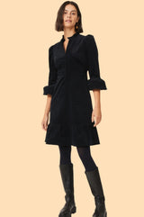 Percy Short Stretch Corduroy Dress | Black
