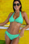 Recycled Halter Bikini Tunnel Side Bottoms | Diamond Geo Green/White