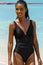Recycled V-Neck Ruched Swimsuit | Black