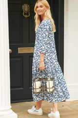 Virginia EcoVero™ Midi Dress | Navy/White