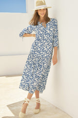 Virginia EcoVero™ Midi Dress | Navy/White