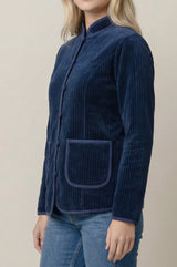 Velvet Quilted Jacket | Navy