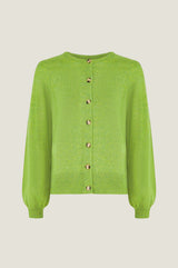 Alpaca Blend Puff Sleeve Cardigan | Green