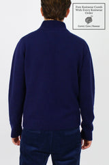 Merino Wool Men's Quarter Zip Jumper | Navy/Grey