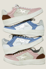 MELINE Vintage Effect Star Trainers | Pink/White